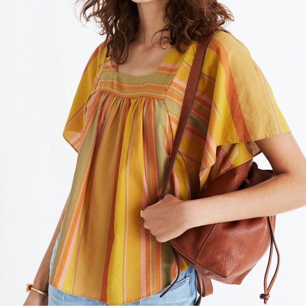 Madewell Multicolor Striped butterfly top with a flowy poncho fit